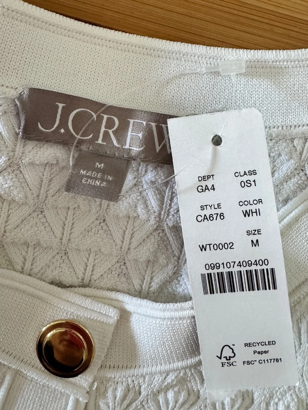 J. CREW Textured Lady Sweater Dress Size M White NWT Nautical Preppy Bride Work